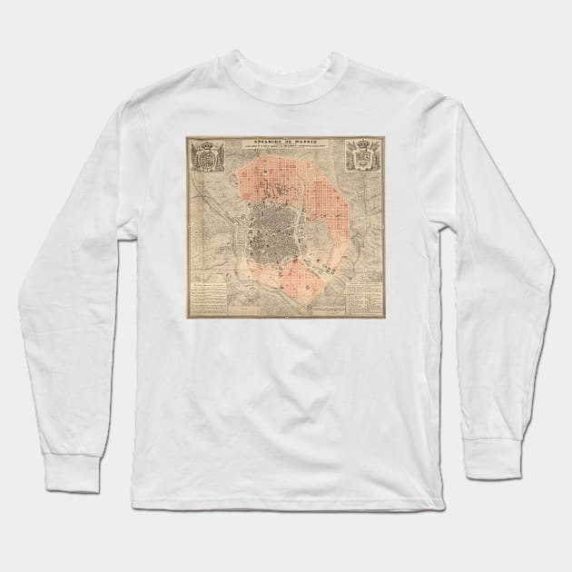 Vintage Map of Madrid Spain (1861) Long Sleeve T-Shirt by Bravuramedia